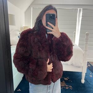 Luxurious Burgundy Fur Jacket